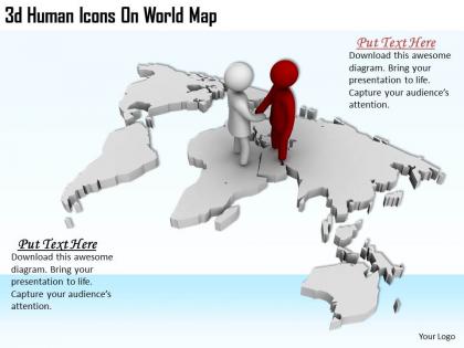 3d human icons on world map ppt graphics icons powerpoint