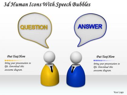 3d human icons with speech bubbles ppt graphics icons powerpoint