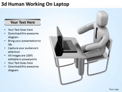 3d human working on laptop ppt graphics icons