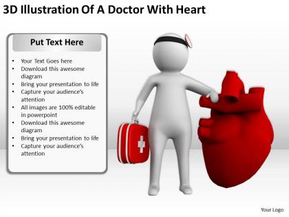 3d illustration of a doctor with heart ppt graphics icons powerpoint