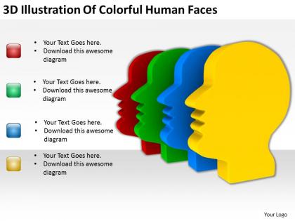 3d illustration of colorful human faces ppt graphics icons powerpoint
