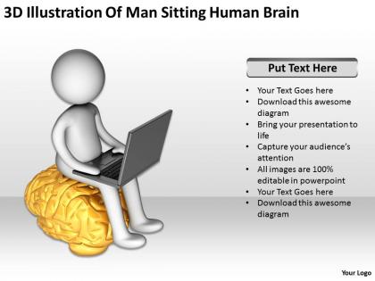 3d illustration of man sitting human brain ppt graphics icons