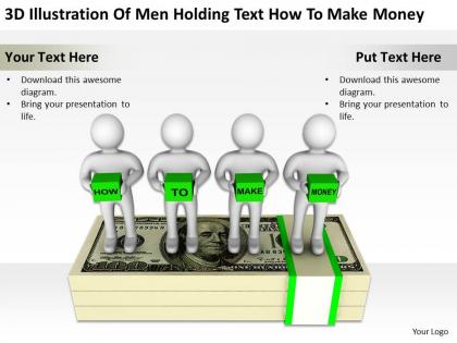 3d illustration of men holding text how to make money ppt graphics icons powerpoint