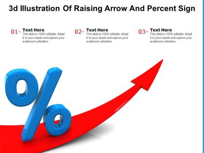 3d illustration of raising arrow and percent sign