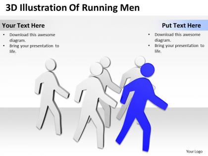 3d illustration of running men ppt graphics icons