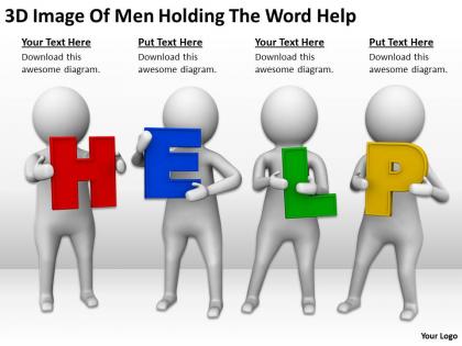 3d image of men holding the word help ppt graphics icons powerpoint