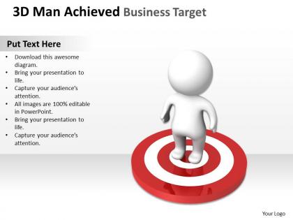 3d man achieved business target ppt graphics icons