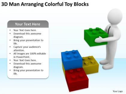 3d Man Arranging Colorful Toy Blocks Ppt Graphics Icons Powerpoint