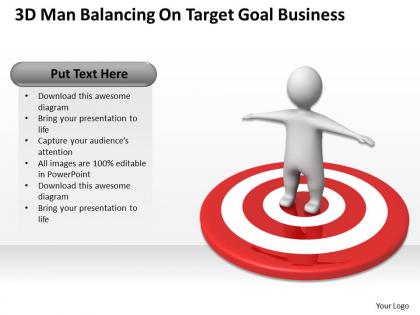 3d man balancing on target goal business ppt graphics icons