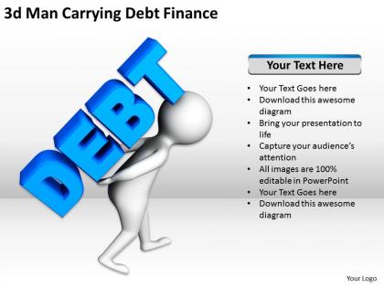 3d man carrying debt finance ppt graphics icons