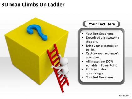 3d man cimbs on ladder ppt graphics icons powerpoint