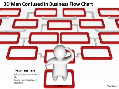 3d man confused in business flow chart ppt graphics icons