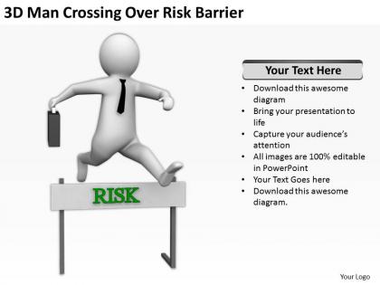 3d man crossing over risk barrier ppt graphics icons powerpoint