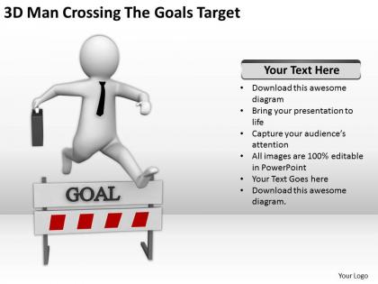 3d man crossing the goals target ppt graphics icons powerpoin