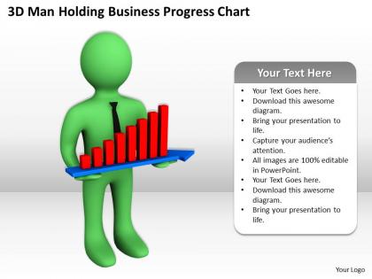 3d man holding business progress chart ppt graphics icons powerpoint