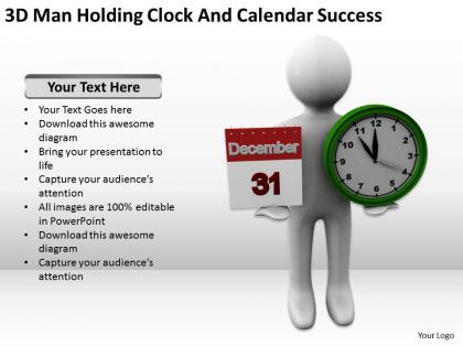 3d man holding clock and calendar success ppt graphics icons powerpoint
