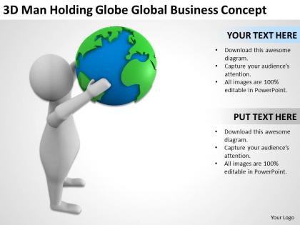 3d man holding globe global business concept ppt graphics icons