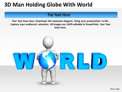3d man holding globe with world ppt graphics icons