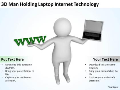 3d man holding laptop internet technology ppt graphics icons