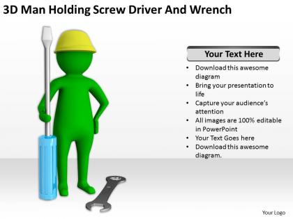 3d man holding screw driver and wrench ppt graphics icons powerpoint