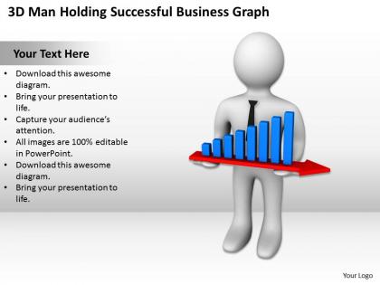 3d man holding successful business graph ppt graphics icons powerpoint