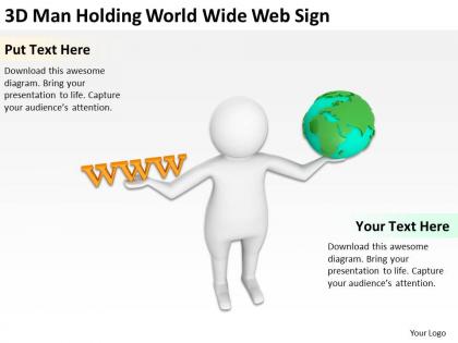 3d man holding world wide web sign ppt graphics icons