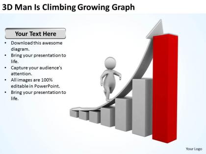 3d man is climbing growing graph ppt graphics icons