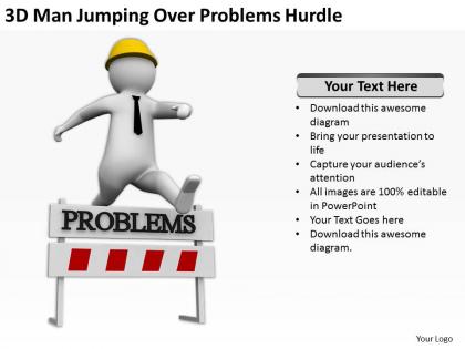 3d man jumping over problems hurdle ppt graphics icons powerpoint