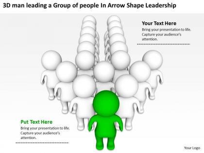 3d man leading a group of people in arrow shape leadership ppt graphic icon