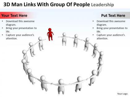 3d man links with group of people leadership concept ppt graphics icons