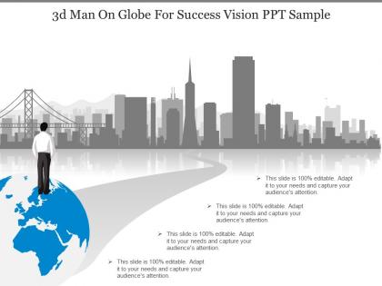 3d man on globe for success vision ppt sample