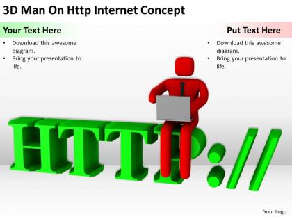 3d man on http internet concept ppt graphics icons powerpoint