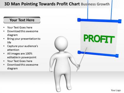 3d man pointing towards profit chart business growth ppt graphics icons