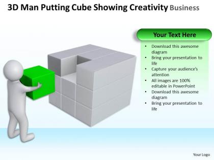 3d man putting cube showing creativity business ppt graphics icons