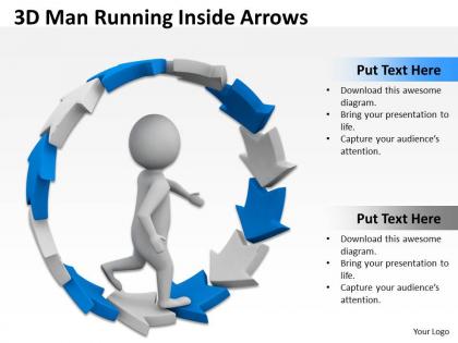 3d man running inside arrows ppt graphic icon