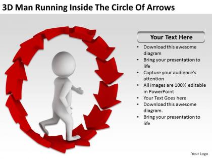 3d man running inside the circle of arrows ppt graphics icons