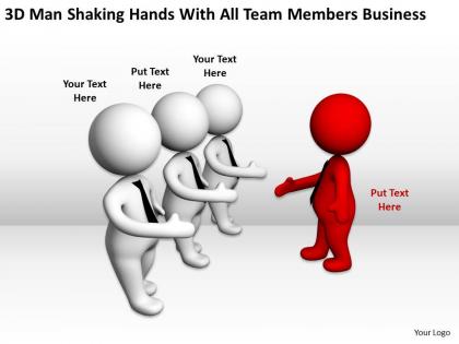 3d man shaking hands with all team members business ppt graphics icons powerpoin