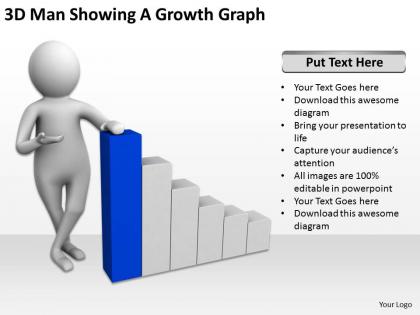 3d man showing a growth graph ppt graphics icons powerpoint