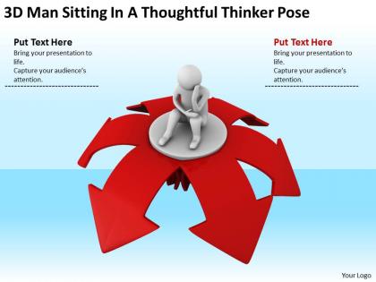3d man sitting in a thoughtful thinker pose ppt graphics icons powerpoint