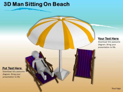3d man sitting on beach ppt graphics icons powerpoint