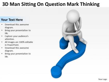 3d man sitting on questionmark thinking ppt graphics icons powerpoint