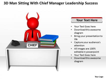 3d man sitting with chief manager leadership success ppt graphic icon