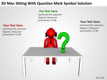 3d man sitting with question mark symbol solution ppt graphics icons