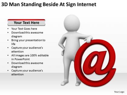 3d man standing beside at sign internet ppt graphics icons powerpoint