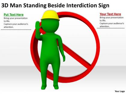 3d man standing beside interdiction sign ppt graphics icons powerpoint
