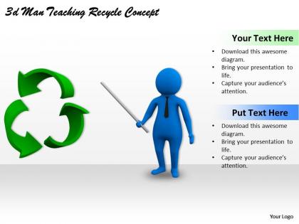 3d man teaching recycle concept ppt graphics icons powerpoint