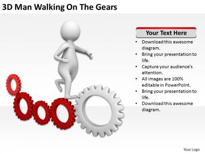 3d man walking on the gears ppt graphics icons powerpoint