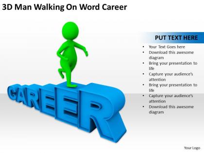 3d man walking on word career ppt graphics icons powerpoint