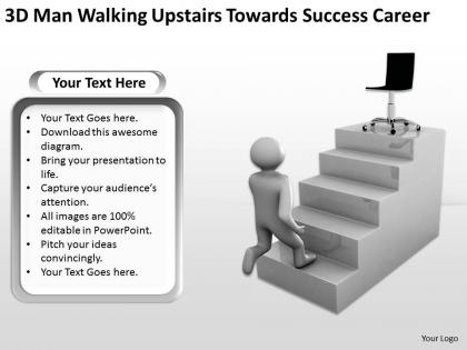 3d man walking upstairs towards success career ppt graphics icons