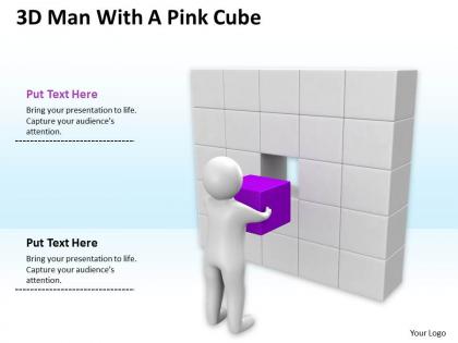 3d man with a pink cube ppt graphics icons